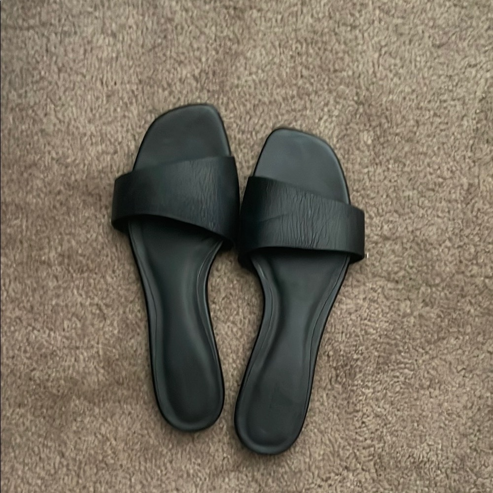 Reformation Black Minimalist Slide Sandals
